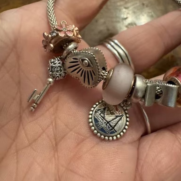Pandora Silver and Pink Charm Bracelet - Picture 4 of 10